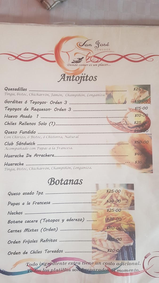 Comedor San José Puente Colorado Menu - Image 1